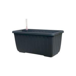 Antracitově šedý samozavlažovací truhlík, délka 40 cm Siesta – Plastia