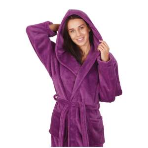 Fialový unisex župan z mikrovlákna DecoKing Robby, velikost XS