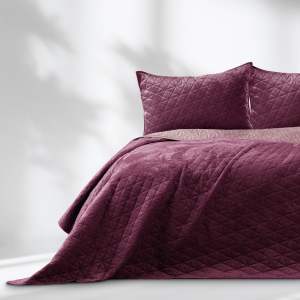 Tmavě růžový sametový prošívaný přehoz 170×210 cm Laila – AmeliaHome