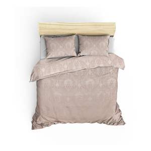 Béžový damaškový set přehozu a povlaků na polštář 240×260 cm Beste – Mijolnir