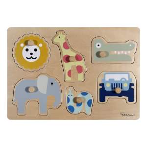 Dřevěné vkládací puzzle (počet dílků 6) Safari – Kindsgut