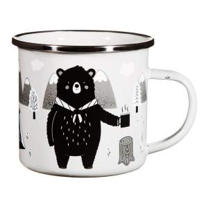 Bílý dětský hrnek ze smaltu Bear Adventure – Sass & Belle