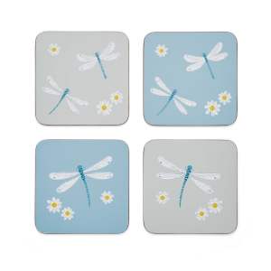 Světle modro-šedé korkové podtácky v sadě 4 ks English Meadow – Cooksmart ®
