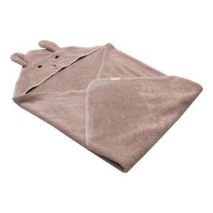 Růžovo-hnědá bavlněná dětská osuška s kapucí 75×75 cm Rabbit – Kindsgut