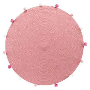 Růžový kulatý koberec ø 90 cm Pompomparty – douceur d’intérieur