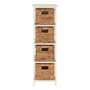 Koupelnový regál z masivu pavlovnie v bílo-přírodní barvě 32×100 cm Padstow – Premier Housewares