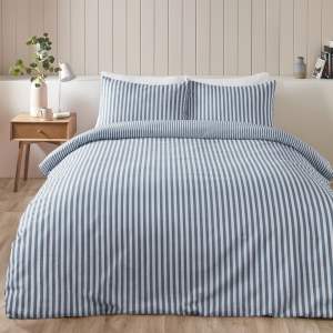 Modré flanelové povlečení na dvoulůžko 200×200 cm Stripe – Catherine Lansfield