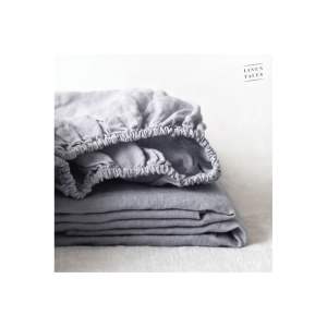 Světle šedé napínací lněné prostěradlo 160×200 cm Light Grey – Linen Tales