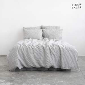 Černobílé lněné povlečení na jednolůžko 140×200 cm – Linen Tales
