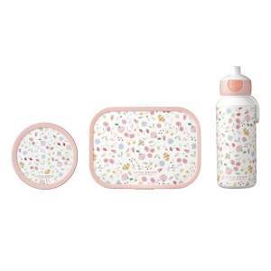 2 ks dětského svačinového boxu s lahví Flowers & butterflies – Mepal