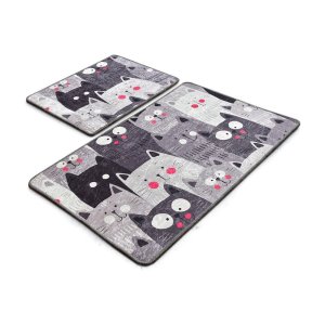 Šedé koupelnové předložky v sadě 2 ks 60×100 cm Meow – Foutastic