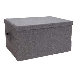 Šedý látkový úložný box s víkem 34x45x25 cm Soft Storage – Bigso Box of Sweden
