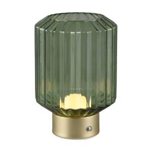 Stmívatelná LED stolní lampa v zelené a zlaté barvě se skleněným stínidlem (výška 19,5 cm) Lord – Trio