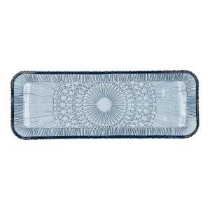 Modrý skleněný servírovací talíř 14×38 cm Kusintha – Bitz