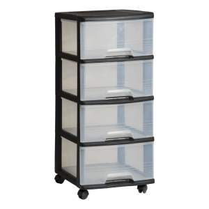 Černo-průhledný plastový pojízdný regál 37×80,5 cm – Curver