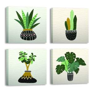 Obrazy v sadě 4 ks 30×30 cm Plants – Wallity