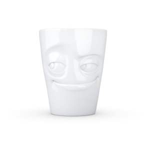 Bílý šibalský porcelánový hrnek s ouškem 58products