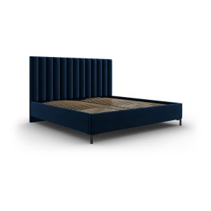 Tmavě modrá čalouněná dvoulůžková postel s úložným prostorem s roštem 180×200 cm Casey – Mazzini Beds
