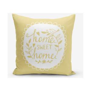 Žlutý povlak na polštář Minimalist Cushion Covers Home Sweet Home, 45 x 45 cm
