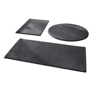 Tmavě šedé koupelnové předložky v sadě 3 ks 50×90 cm – Mila Home