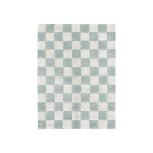 Světle modro-krémový pratelný ručně tkaný bavlněný koberec 120×160 cm Kitchen Tiles Blue Sage – Lorena Canals