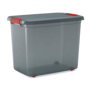 Šedý plastový úložný box s víkem 59x39x45 cm K Latch Box – KIS