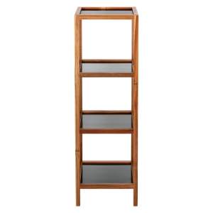 Skleněný koupelnový regál v černo-přírodní barvě 36×112 cm Fondi – Wenko