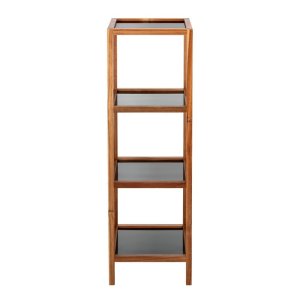Skleněný koupelnový regál v černo-přírodní barvě 36×112 cm Fondi – Wenko