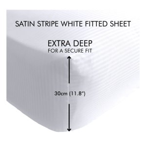Bílé napínací prostěradlo 90×190 cm Satin Stripe – Catherine Lansfield