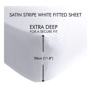 Bílé napínací prostěradlo 90×190 cm Satin Stripe – Catherine Lansfield