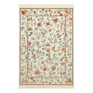 Krémový koberec z viskózy 95×140 cm Oriental Flowers – Nouristan