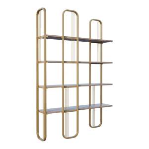Regál v dekoru borovice ve zlaté barvě 125×180 cm Sierra – Kalune Design