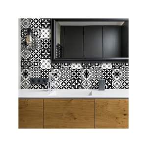 Sada 30 nástěnných samolepek Ambiance Decal Tiles Azulejos Rosario, 10 x 10 cm