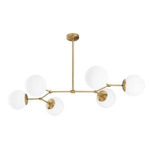 Závěsné svítidlo pro 6 žárovek ve zlato-bílé barvě Opviq lights Damar Horizontal