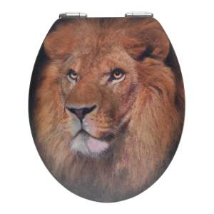 WC sedátko s 3D obrázkem a snadným zavíráním Wenko Lion, 44,5 x 38 cm