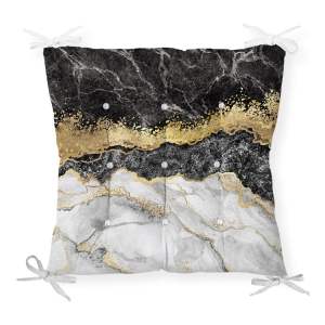 Podsedák na židli Minimalist Cushion Covers Black Gold Marble, 40 x 40 cm