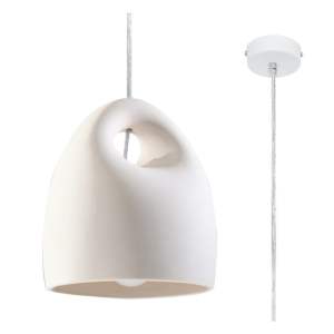 Bílé závěsné svítidlo s keramickým stínidlem ø 25 cm Sativa – Nice Lamps