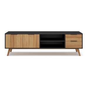 Černý/přírodní TV stolek z borovicového dřeva 180×53 cm Lavis – Marckeric