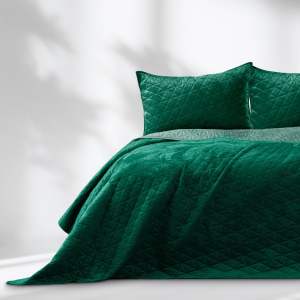 Zelený sametový prošívaný přehoz 240×260 cm Laila – Restilo