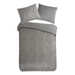 Šedo-hnědé prodloužené povlečení na jednolůžko z mikrovlákna 140×220 cm Pure Zigzag – Good Morning