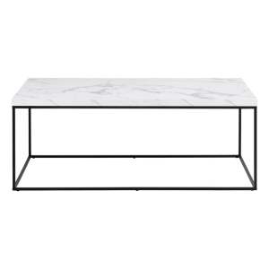 Bílý konferenční stolek s deskou v dekoru mramoru 55×110 cm Barossa – Actona