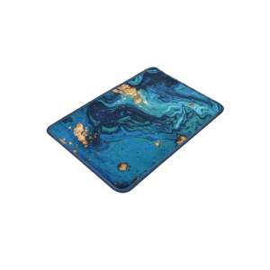 Modrá/ve zlaté barvě koupelnová předložka 60×40 cm Marbling – Foutastic