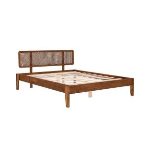 Dvoulůžková postel ze smrkového dřeva s roštem v tmavě hnědo-přírodní barvě 180×200 cm Izabelya – Kalune Design