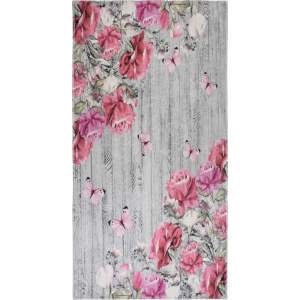Růžovo-šedý pratelný koberec 80×150 cm Blooming Roses – Vitaus