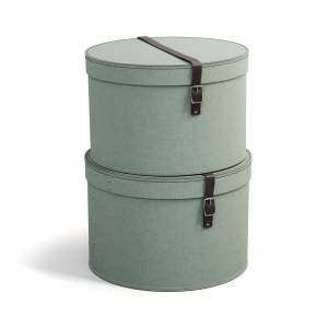 Kartonové úložné boxy s víkem v mentolové barvě v sadě 2 ks ø 37,5×25,5 cm Rut – Bigso Box of Sweden