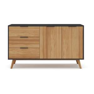 Černá/přírodní nízká komoda z borovicového dřeva 140×81 cm Lavis – Marckeric