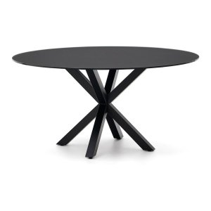 Černý kulatý jídelní stůl se skleněnou deskou ø 150 cm Argo – Kave Home