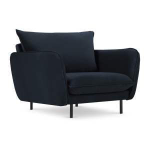 Tmavě modré sametové křeslo Vienna – Cosmopolitan Design