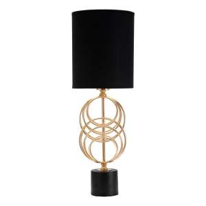 Stolní lampa s textilním stínidlem v černo-zlaté barvě (výška 58,5 cm) Circly – Mauro Ferretti
