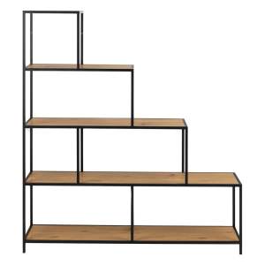 Černá knihovna v dekoru dubu 135×150 cm Seaford – Actona